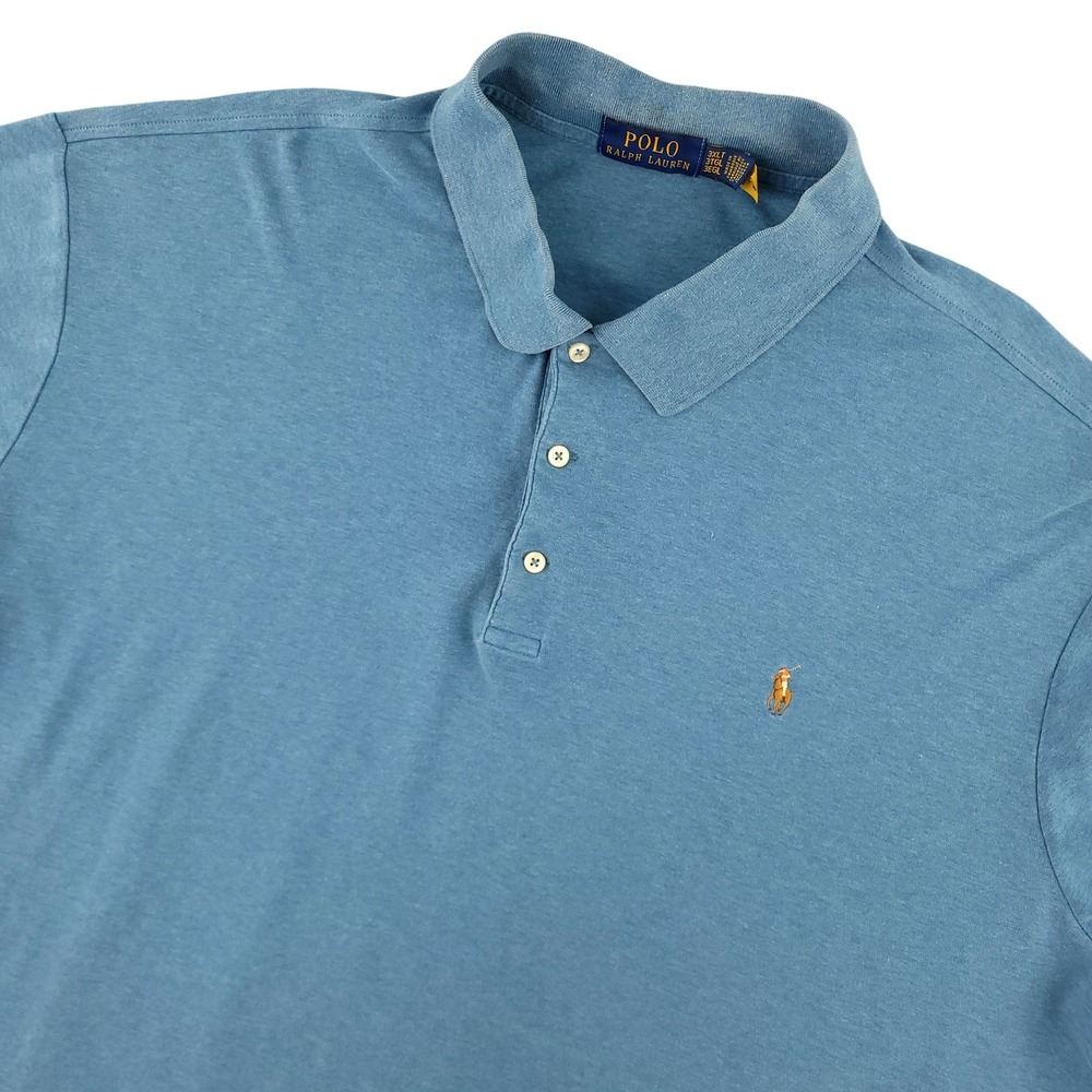 Polo Ralph Lauren Polo Shirt Mens 3XLT Blue Solid Cotton Pony Logo Casual Top
